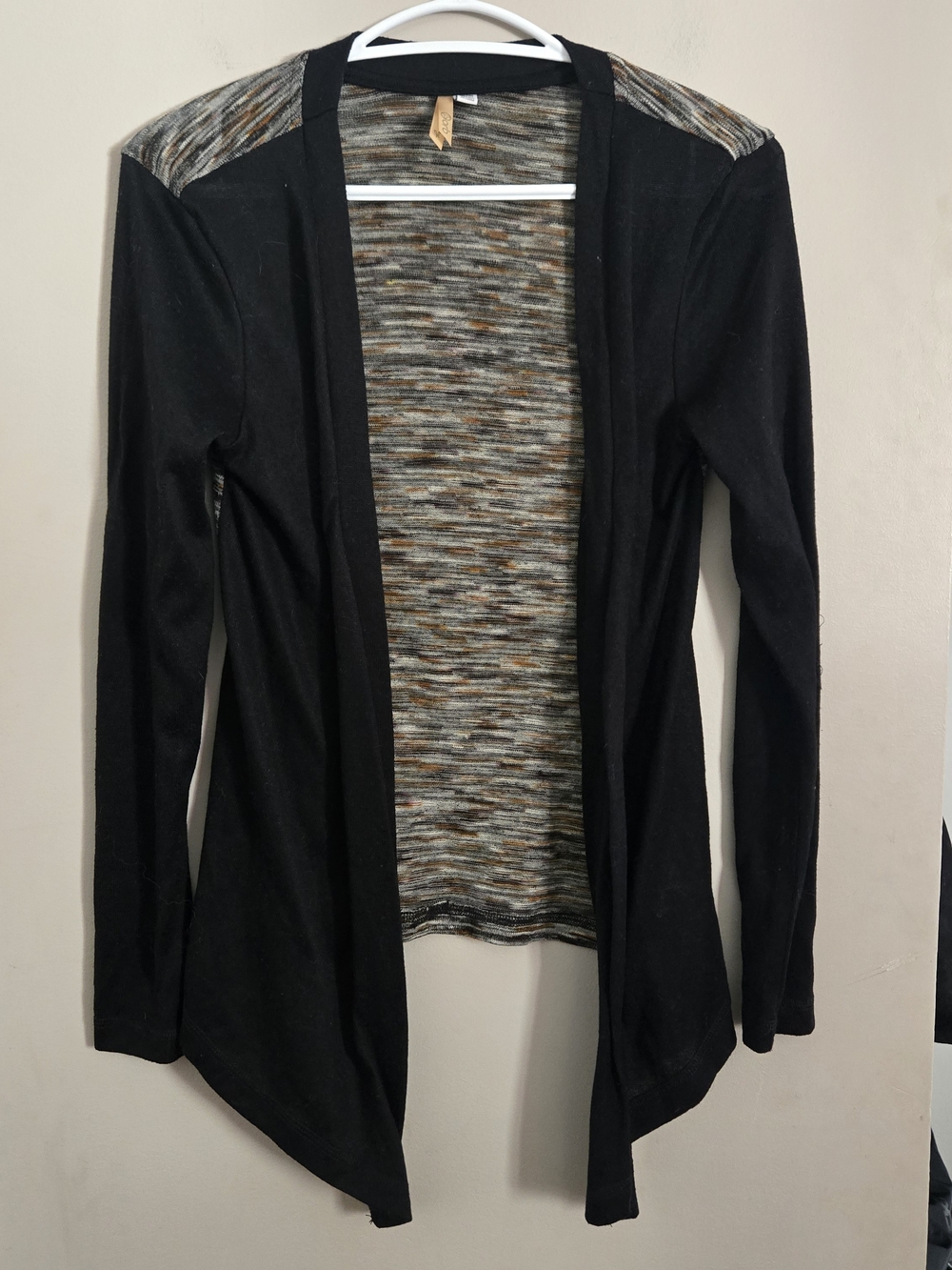 Orb Open-Front Women’s Cardigan with Heathered Inner in Black